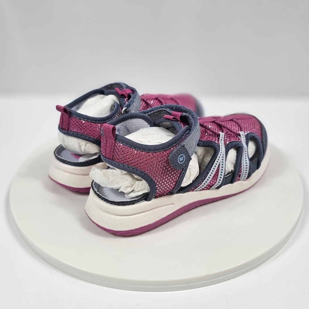 Munchkin by Stride Rite Coast Sandals Girls Sz 12M Pink Gray Adjustable Comfort - Picture 7 of 14